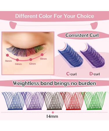Shop Colored Lash Clusters - 5 Color Mixed Individual Eyelashes | 14mm Volume Wispy Lashes | Reusable Soft Bands for DIY Lash Extensions - Buy Online on GoSupps.com