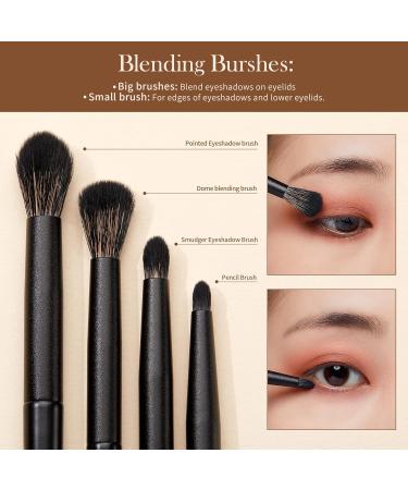 Jessup 10Pcs Eyeshadow Brush Set - Professional Eye Makeup Brushes for Blending, Liner, Crease & Brow - Elegant Black T337 - Buy Online on GoSupps.com