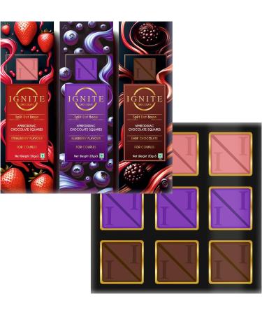 Ignite Chocolate Bars for Couples-Aphrodisiac Sweet Indulgence for Love: Valentine s Day Date night & Wedding Gift | 3 Flavors Dark Chocolate Blueberry Strawberry - Buy Online on GoSupps.com