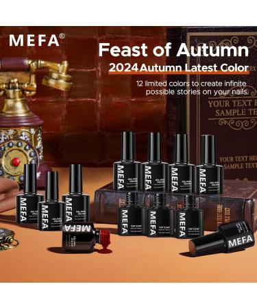 MEFA Fall Gel Nail Polish Set - 12 Autumn Colors | Orange Red Yellow Gold & Brown | Glitter Nail Art Kit for DIY Home Salon & Manicure Gifts for Women & Girls - Buy Online on GoSupps.com