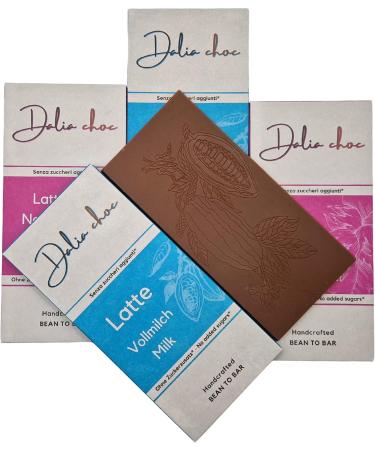 Dalia Choc - PREMIUM Chocolate Bars 70 gr | No added sugar - sweetened with erythritol | Made in Italy | BEAN TO BAR (Latte - Hazelnuts) - Buy Online on GoSupps.com