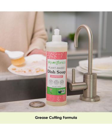 Sky Organics Grapefruit Dish Soap - 2 Pack (16 fl oz) | Bio-Based Grease Cutting Cruelty-Free & Biodegradable - Buy Online on GoSupps.com