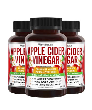 Apple Cider Vinegar Capsules with Ginger Papaya & Chamomile | 1390mg | Supports Digestion Immunity | Like with Mother | Non-GMO & 100% Natural | 270 Capsules
