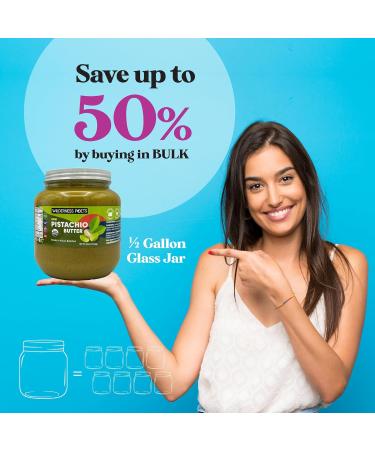 Wilderness Poets Organic Raw Pistachio Butter - 100% Pure 64 oz Glass Jar - International Shipping Available - Buy Online on GoSupps.com