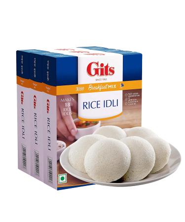 Gits Instant Mix Box - 600gm (Pack of 200gm X 3) | Ready to Cook Indian Breakfast/Lunch/Dinner/Snack Meal | No Artificial Colors, Flavors, Preservatives, 100% Vegetarian, Easy Recipe (Rice Idli)