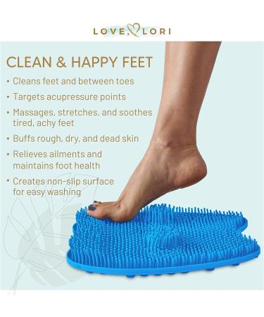 Love Lori Plantar Fasciitis Relief Feet Scrubber - Foot Massager for Shower with Plantar Fasciitis Ball - Non-Slip, Suction Cups - Blue - Buy Online on GoSupps.com