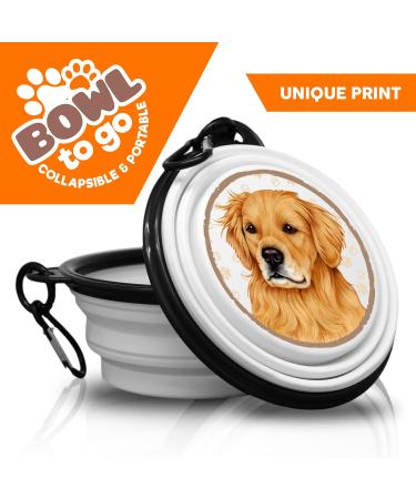 Golden Retriever Foldable Portable Drinking Bowl with Carabiner - Ideal Pet Bowl for Travel & On-the-Go Feeding - Buy Online on GoSupps.com