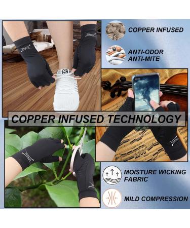 2 Pairs Copper Arthritis Gloves for Pain Relief - Fingerless Compression Gloves for Carpal Tunnel, Osteoarthritis, Joint Pain - Hand Support for Men and Women (Black, Large) - Pack of 4 - Buy Online on GoSupps.com