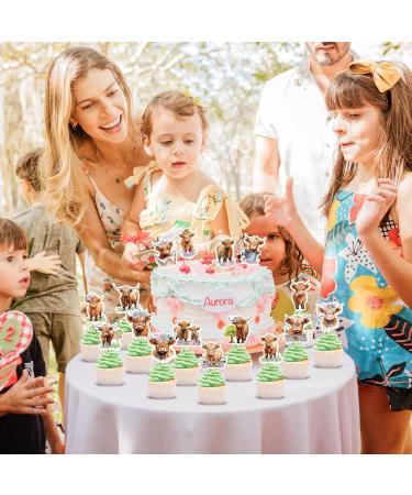 Highland Cow Cake Topper and Highland Cow Cupcake Topper Highland Cow Party Decorations for Farm Animal Zoo Boy Girl Birthday Party Decor. - Buy Online on GoSupps.com