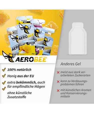 Aerobee Energy Liquid Gel - Honey & Salt (10x26g) | 100% Natural Endurance Sports Gel for Instant Energy | Delicious Power Gel for Athletes - Buy Online on GoSupps.com