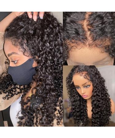 Kinky Curly Lace Front Wig Human Hair 22inch Kinky Edges Lace Front Wig Human Hair 180% Density Afro Kinky Curly Human Hair Wig Brazilian Curly Wig 13X4 HD Transparent Lace Front Wigs With Curly Baby Hair Wig 22 Inch 13x...