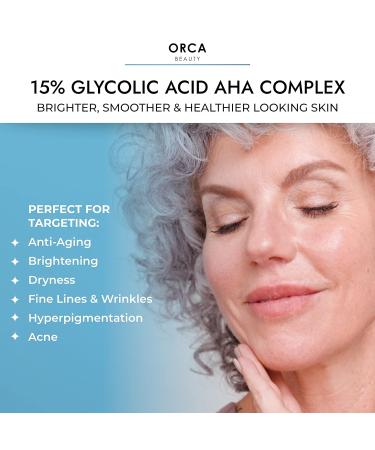 Glycolic Acid Face Serum 2oz - 15% AHA Complex with Hyaluronic Acid - Anti Aging & Skin Brightening Serum - Buy Online on GoSupps.com