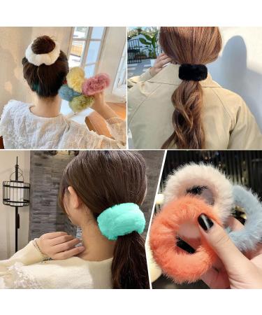 16 Pieces Fluffy Hair Ties - Soft Elastic Ponytail Holders & Pompon Ball Scrunch Bands for Effortless Style - Buy Online on GoSupps.com