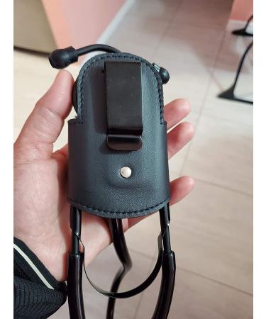 Handmade USA Leather Stethoscope Holder Pro with Clip - Ideal for Physicians, Nurses, EMT - No More Neck Strain, Work Comfortably (Black) - Buy Online on GoSupps.com