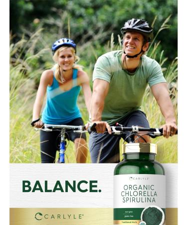 Carlyle Organic Chlorella Spirulina Tablets | 1300 Count | 50/50 Blend | Non-GMO and Gluten Free Supplement - Buy Online on GoSupps.com