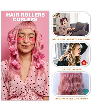 12Pcs Small Hair Rollers for Short Hair - Self Grip Curlers for Fine Thin Hair - No Heat 3 Sizes - Rose Red (12 Piece Set) - Buy Online on GoSupps.com