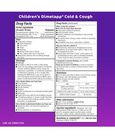 Dimetapp Children's Cold & Cough Medicine - Alcohol-Free Antihistamine & Cough Suppressant for Kids | Grape Flavor 8 Fl Oz - Buy Online on GoSupps.com