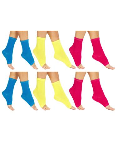 6 Pairs Of Yacht & Smith Women's Cotton Pedicure Socks  Open Toe Flip Flop Socks  Sock Size 9-11 6 Pairs Assorted Bright