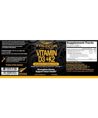 FREZZOR Omega 3 Black Green Lipped Mussel Oil 53x Higher Potency for Superior Joint Comfort & Mobility No Fishy Aftertaste 1 Bottle 60 Softgels Plus 1 Bottle of Vitamin D3+K2 - Buy Online on GoSupps.com