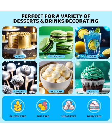 Wwtop Edible Glitter - 6 Colors Glitter Powder for Drinks Cakes & Chocolate | Gold Silver Blue Teal & More | Perfect for Cocktails & Food Decoration - Buy Online on GoSupps.com