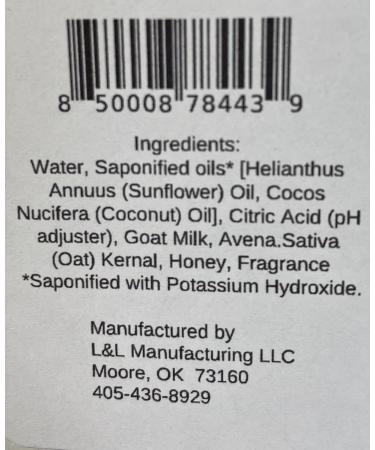 Oatmeal Honey & Goat Milk Castile Liquid Soap - Non-GMO Made in USA for Face Hand & Body Wash - 16 oz for All Skin Types Dry & Sensitive Skin - Buy Online on GoSupps.com