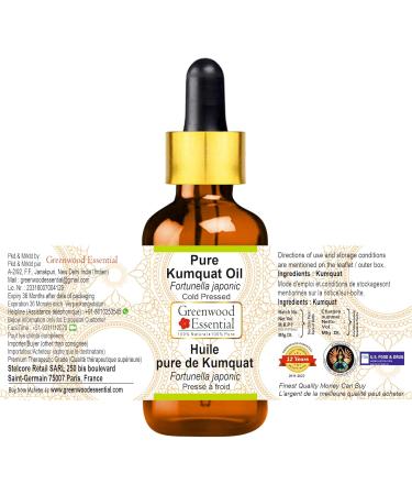 Greenwood Essential Pure Kumquat Oil (Fortunella japonic) with Glass Dropper Cold Pressed 10ml (0.33 oz) - Buy Online on GoSupps.com