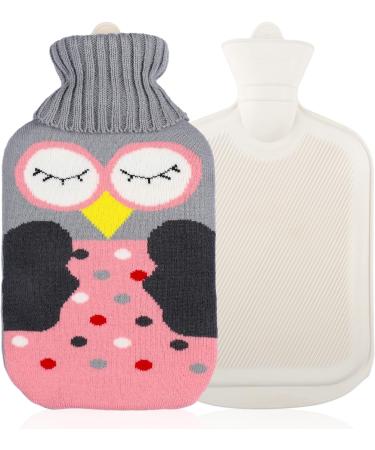 2L Hot Water Bottle with Pink Owl Cover - Large Capacity for Pain Relief - Hot/Cold Compress for Hand, Feet, Neck, Shoulder - Gift for Women, Parents, Children - Buy Online on GoSupps.com