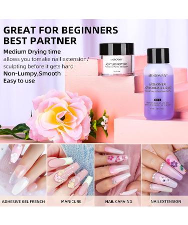 Morovan Acrylic Nail Kit - 12 Colors Glitter Powder & Monomer Liquid Set for 3D Manicure DIY | Nail Art Decoration Set for Beginners - Buy Online on GoSupps.com