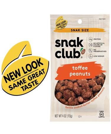 Snak Club Toffee Peanuts 4oz (12 Pack) - Delicious Toffee Covered Peanuts - Buy Online on GoSupps.com