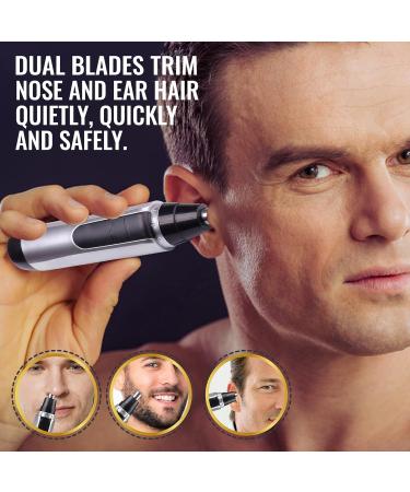 Stainless Steel Ear & Nose Hair Trimmer - Dual Blade Cordless Grooming Clipper for Men & Women - Lightweight & Skin-Safe Travel Essential - Buy Online on GoSupps.com