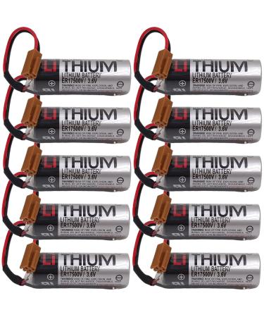 (Pack of 10) ER17500V 3.6V PLC Battery Compatible with Toshiba ER17500V Digital Control Battery with Brown Plug