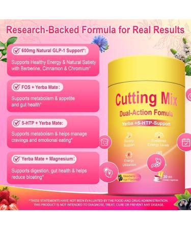 Kereeao Cutting Drink Mix | Supports Satiety Signaling Energy & Gut Health with Berberine Chromium FOS Yerba Mate & 5-HTP | Vegan Sugar-Free Non-GMO | Strawberry A a - 30 Sticks - Buy Online on GoSupps.com