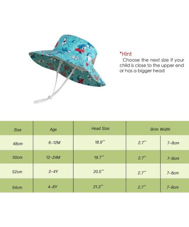 LANGZHEN Baby Girls Beach Sun Hat - Adjustable Wide Brim Toddler Kids Summer Play Hat with Chin Strap, Coral-Turquoise XL - Buy Online on GoSupps.com