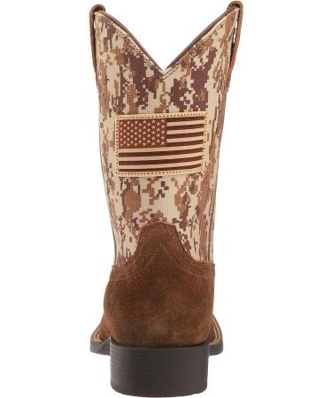 Ariat Patriot Youth Cowboy Western Boots - Antique Mocha Washed Suede/Sand Camo Print - Size 1 (Little Kid) - Buy Online on GoSupps.com