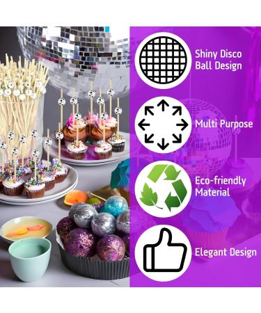 500 PCS DIY Disco Ball Party Decorations Set 400 Disco Ball Toothpicks for Appetizers 100 Disco Ball Cake Topper Silver Mini Disco Ball Decorative for 70s 80s Theme Birthday Party Decorations - Buy Online on GoSupps.com