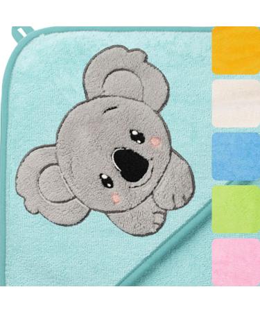 Morgenstern Hooded Towel Baby Towel Hooded Bath Towel 100x100 cm Cotton Oeko-TEX Koala Turquoise - Koala - Buy Online on GoSupps.com