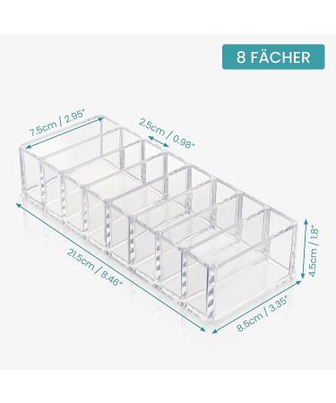 Kurtzy Transparent Acrylic Eyeshadow Makeup Organizer - 8 Compartment Compact Storage for Eyeshadow Rouge & Bronzer | L21.5 x W8.5 cm - International Shipping - Buy Online on GoSupps.com