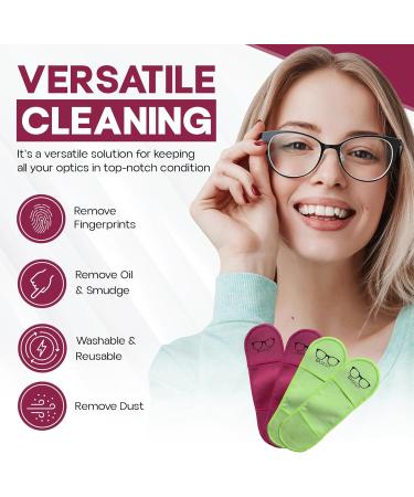 Premium Eyeglass Cleaner Cloth 4 Pack - Anti-Scratch Lens Cleaner Wipes & Screen Cleaning Cloth - Rose & Green - Buy Online on GoSupps.com