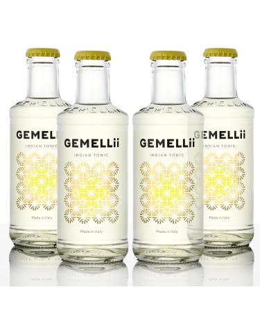 Gemellii Indian Tonic Water with Sicilian lemon 4x 200ml bottles natural ingredients sweetened with agave thickener made in Italy 200 ml (1 Pack)