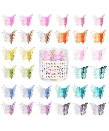50 Pieces Butterfly Hair Clips Mini Hair Clips, Tiweio Small Hair Claw Clips Pastel Hair Clips Mini Cute Hair Accessories Clips for Hair 90s Women Girls with Box Package, 12 Assorted Gradient Colors 50 Count (Pack of 1) 12 Assorted Gradient Colors