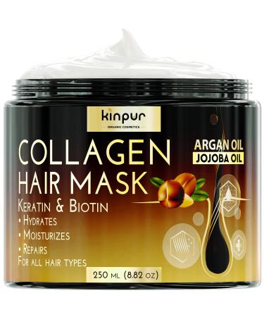 Hair Mask for Dry Damaged Hair with Collagen, Biotin, Argan Oil - Helps Repair Hair and Reduce Damage from Heat, Sun, Coloring - Moisturizing Keratin Hair Mask for Split Ends, Hair Loss and Breakage