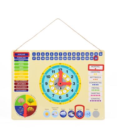 ewtshop learning clock made of metal colorful learning board with date time and seasons colorful - Buy Online on GoSupps.com