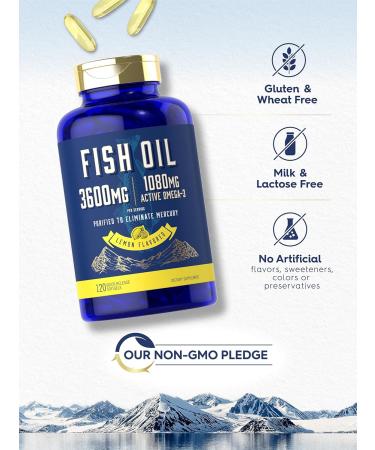 Carlyle Fish Oil 3600mg | 1080mg Omega 3 | 120 Count | Non-GMO and Gluten Free Supplement - Buy Online on GoSupps.com