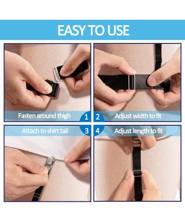 Adjustable Men's Shirt Holders - Elastic Braces with Non-Slip Clamps | Flexible Shirt Bracket - Black (1 Pair) - Buy Online on GoSupps.com