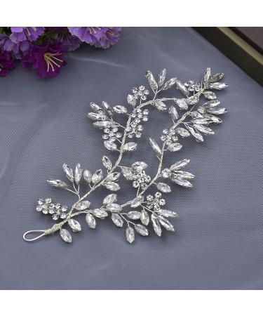 LOVFOIVER Rhinestone Bridal Headband - Silver Left | Wedding Hair Accessories - Buy Online on GoSupps.com