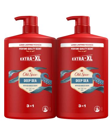 Old Spice Old Spice Deep Sea Shower Gel and Shampoo for Men 2 x 1000 ml 3-in-1 Multi-Purpose Face Body and Hair Gel Fresh