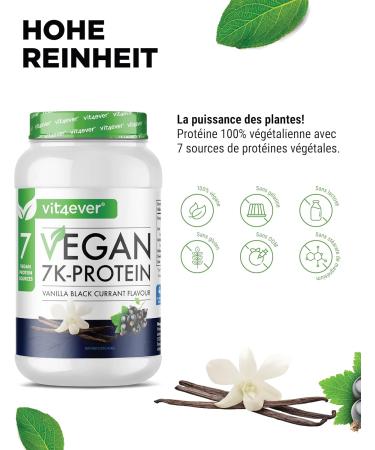 Vegan 7K Protein - 1kg - Vanilla Blackcurrant - Purely vegetable protein powder with proteins from rice almond soy peas h - Buy Online on GoSupps.com