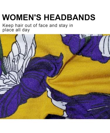 KAVYA Wide Headbands for Women's Hair Headband Soft Head Bands Adult Women Hairband Turban Flower Cotton Head band Everyday Yoga Sport Fitness Yellow blue white rose - Buy Online on GoSupps.com
