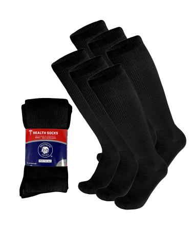 6 Pairs of Diabetic Over The Calf - Knee High Cotton Socks (Black- 6 Pairs, Fit Men's Shoe Size 10-12) Black - 6 Pairs 10-13 - Buy Online on GoSupps.com