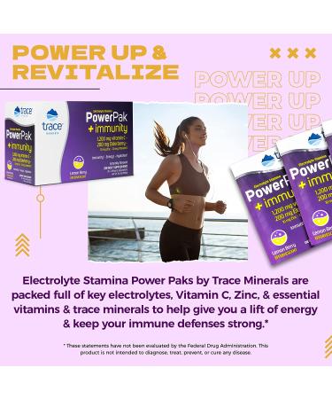 Trace Minerals PowerPak + Immunity Lemon Berry 30 Packets - Boost Energy & Immunity - Buy Online on GoSupps.com